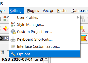 Vào menu Settings, chọn Options