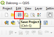 Nút Save Project trên thanh công cụ, phím tắt Ctrl+S