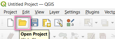 Nút Open Project trên thanh công cụ