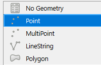 Chọn kiểu đối tượng: Point, MultiPoint, LineString hoặc Polygon